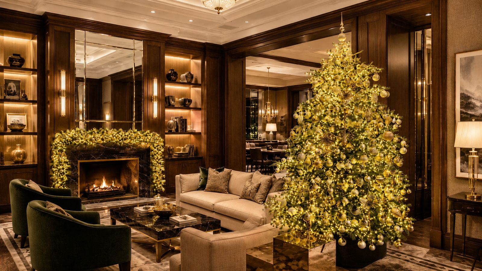 weihnachtlich dekorierte Hotellobby